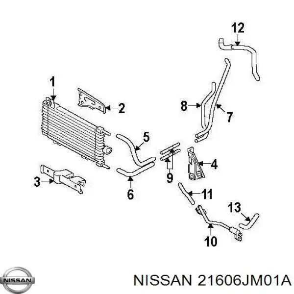 Radiador de esfriamento, Caixa Automática de Mudança 21606JM01A Nissan/Infiniti