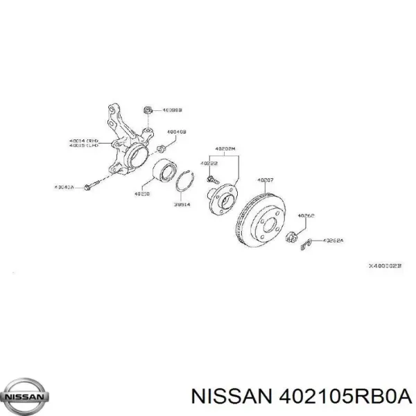 Rolamento externo de cubo dianteiro/traseiro 402105RB0A Nissan/Infiniti