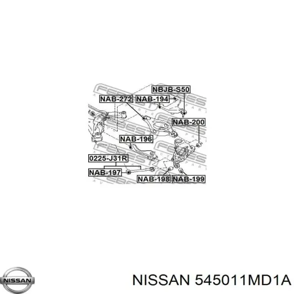 Braço oscilante inferior esquerdo de suspensão dianteira 545011MD1A Nissan/Infiniti