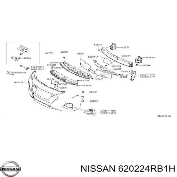 Pára-choque dianteiro 620224RB1H Nissan/Infiniti