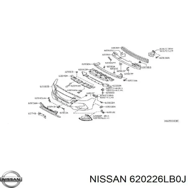 Pára-choque dianteiro 620226LB0J Nissan/Infiniti