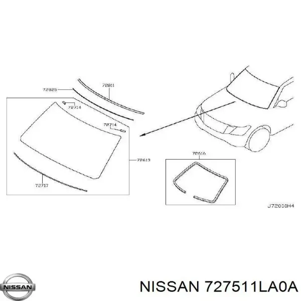 Moldura superior de pára-brisas 727511LA0A Nissan/Infiniti