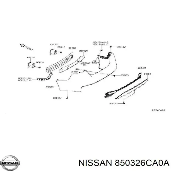 Reforçador do pára-choque traseiro Nissan Altima L34