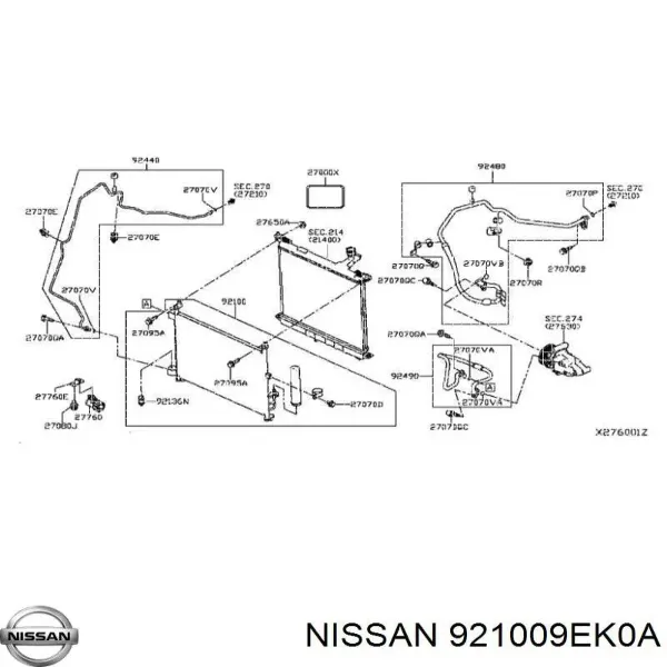 Radiador de aparelho de ar condicionado 921009EK0A Nissan/Infiniti