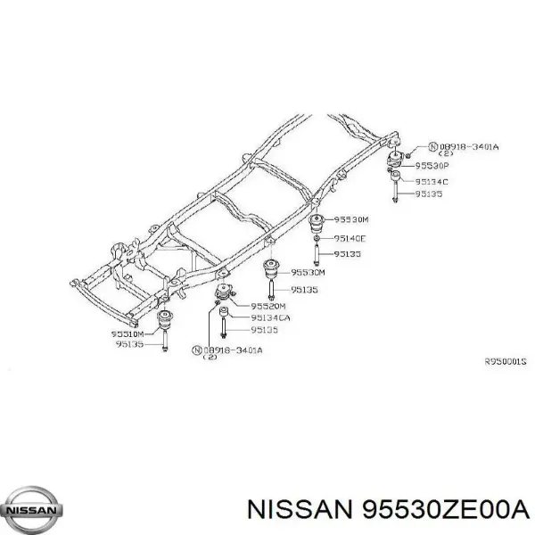 Coxim de chassi (de fixação de carroçaria) 95530ZE00A Nissan/Infiniti