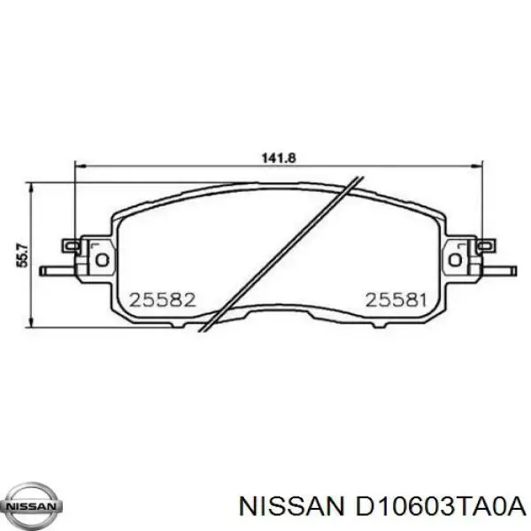 Compre D10603TA0A Nissan/Infiniti Sapatas do freio dianteiras de disco