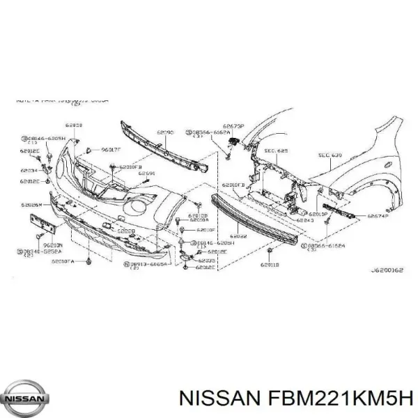 Pára-choque dianteiro FBM221KM5H Nissan/Infiniti