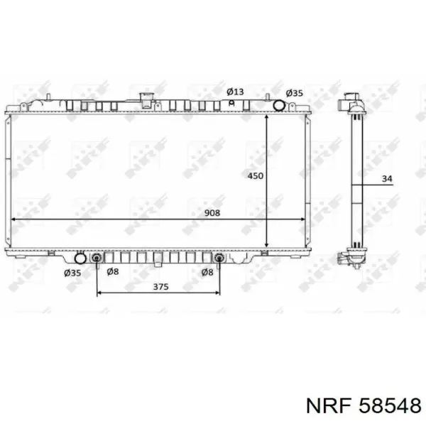 Radiador de esfriamento de motor 58548 NRF