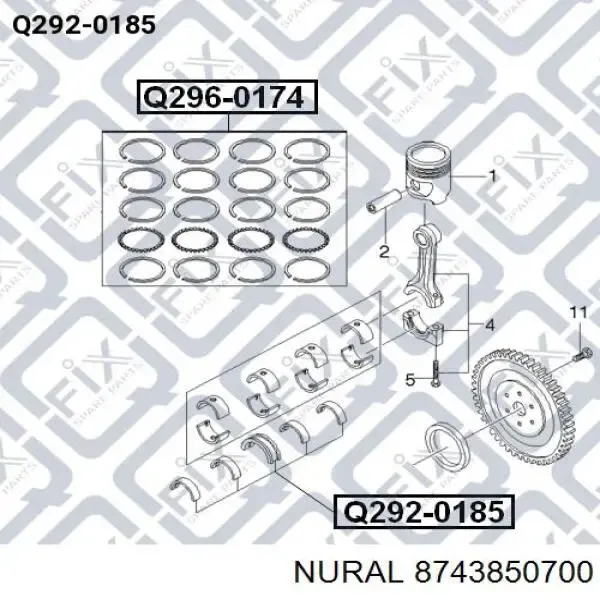 Pistão do kit para 1 cilindro, 2ª reparação ( + 0,50) 8743850700 Nural