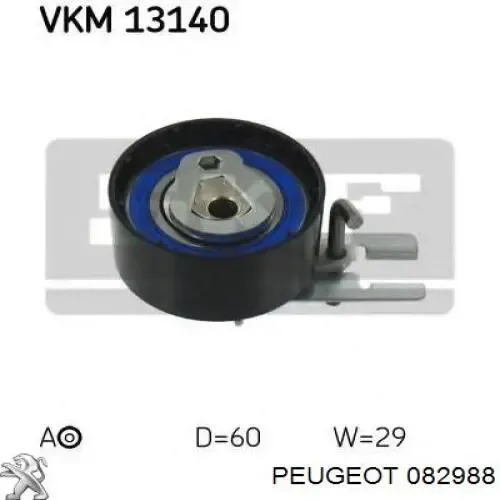 Rolo de reguladora de tensão da correia do mecanismo de distribuição de gás 082988 Peugeot/Citroen