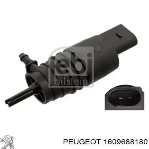 Bomba de motor de fluido para lavador de vidro dianteiro 1609688180 Peugeot/Citroen