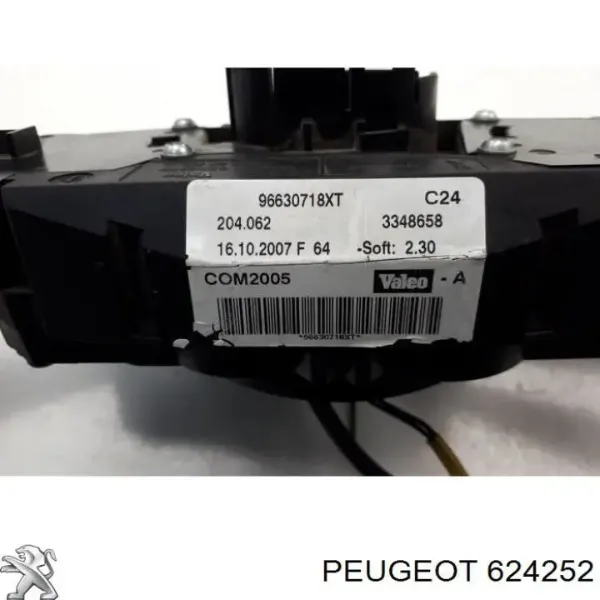 Comutador instalado na coluna da direção, montado Peugeot 207 