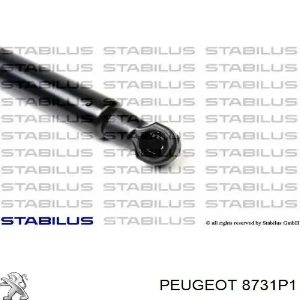 Amortecedor de tampa de porta-malas (de 3ª/5ª porta traseira) 8731P1 Peugeot/Citroen