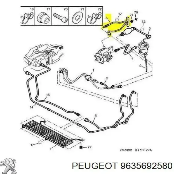 Sensor de temperatura de combustível 9635692580 Peugeot/Citroen
