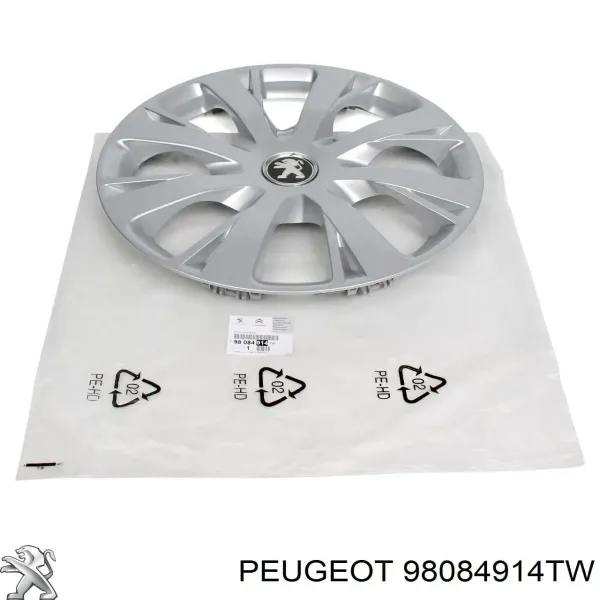 Coberta de disco de roda 98084914TW Peugeot/Citroen