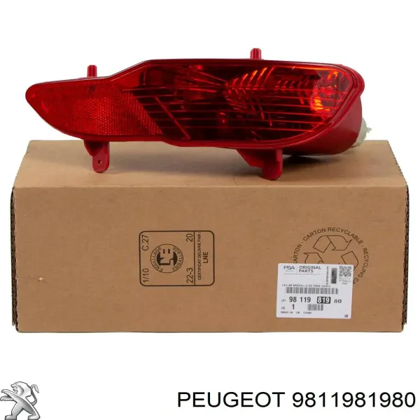Lanterna de nevoeiro traseira 9811981980 Peugeot/Citroen