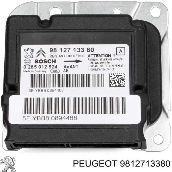 Módulo processador de controlo da bolsa de ar (Centralina eletrônica AIRBAG) 9812713380 Peugeot/Citroen