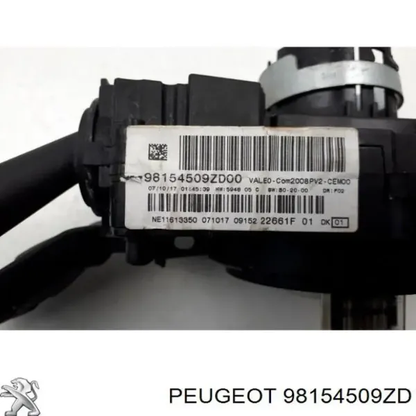 Comutador direito instalado na coluna da direção 98154509ZD Peugeot/Citroen