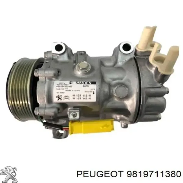 Compressor de aparelho de ar condicionado 9819711380 Peugeot/Citroen
