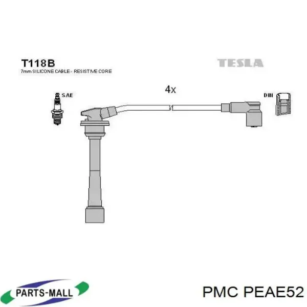Fios de alta voltagem, kit PEAE52 Parts-Mall