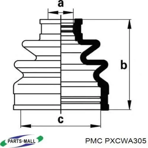 Bota de proteção interna de junta homocinética do semieixo dianteiro PXCWA305 Parts-Mall