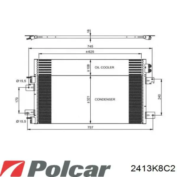 Radiador de aparelho de ar condicionado 2413K8C2 Polcar