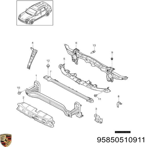 Reforçador do pára-choque dianteiro Porsche Cayenne II