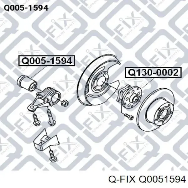 Bloco silencioso de viga traseira (de plataforma veicular) Q0051594 Q-fix