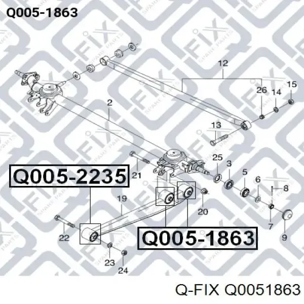 Bloco silencioso traseiro de braço oscilante traseiro longitudinal Q0051863 Q-fix