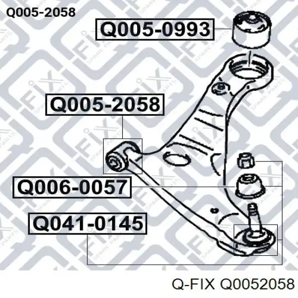 Bloco silencioso dianteiro do braço oscilante inferior Q0052058 Q-fix