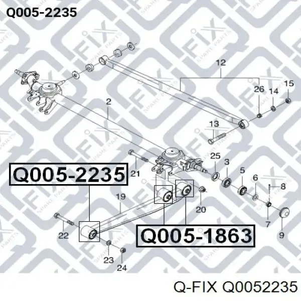Bloco silencioso do braço oscilante inferior traseiro Q0052235 Q-fix