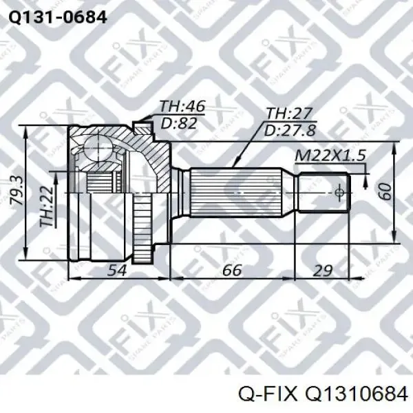 Junta homocinética externa dianteira Q1310684 Q-fix