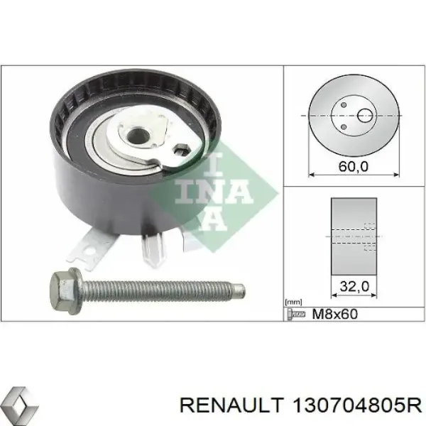 Rolo de reguladora de tensão da correia do mecanismo de distribuição de gás 130704805R Renault (RVI)