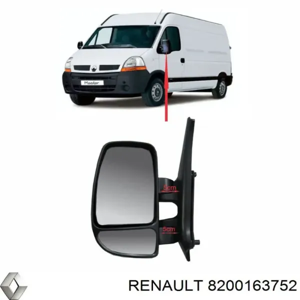 8200163752 Renault (RVI) Espelho de retrovisão esquerdo