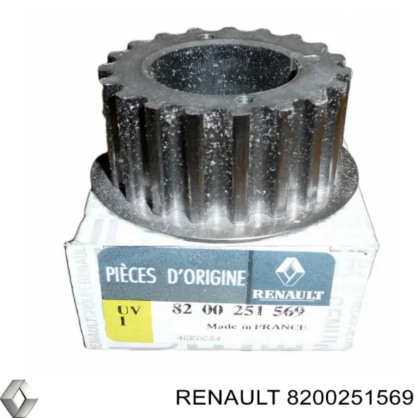 Engrenagem de cadeia da roda dentada de acionamento de cambota de motor 8200251569 Renault (RVI)