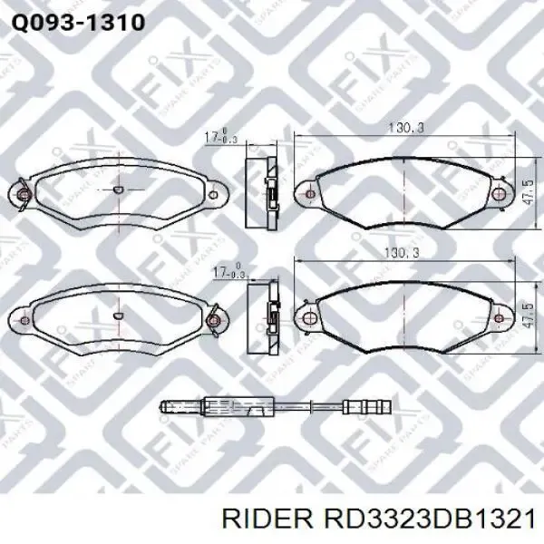 Sapatas do freio dianteiras de disco RD3323DB1321 Rider