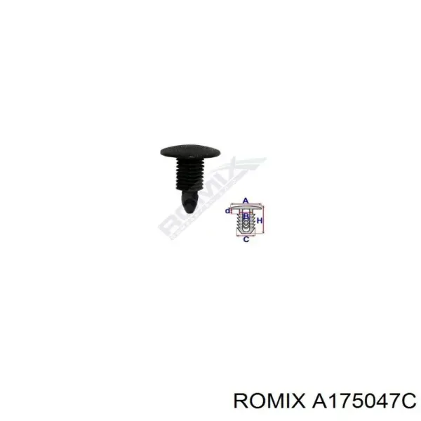 Cápsula (prendedor) de fixação do forro do pára-choque do pára-lama dianteiro A175047C Romix