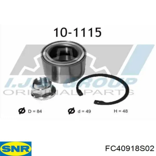 Rolamento de cubo dianteiro FC40918S02 SNR