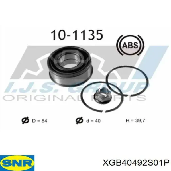 Rolamento de cubo dianteiro XGB40492S01P SNR