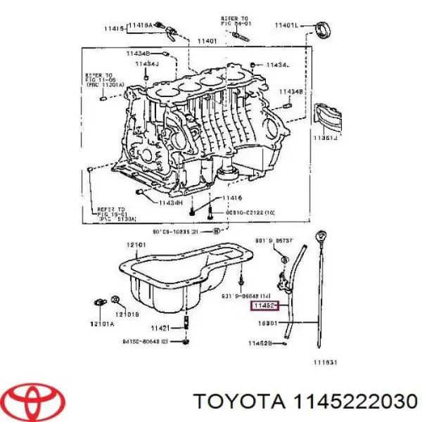 1145222030 Toyota Guia de sonda indicador do nível de óleo no motor