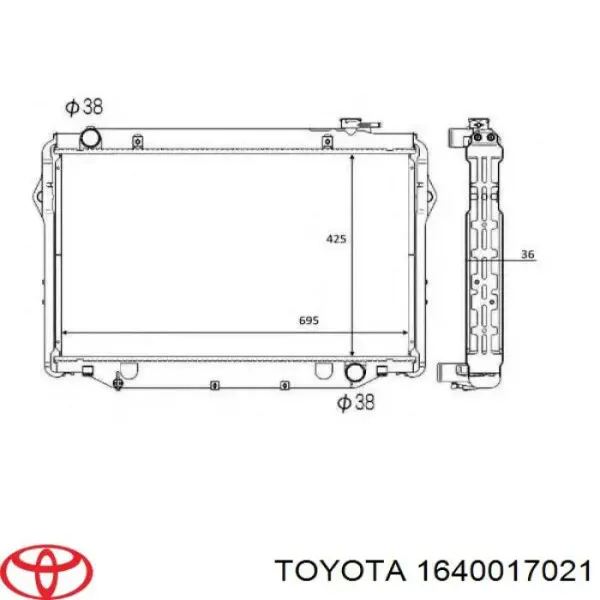 Radiador de esfriamento de motor 1640017021 Toyota