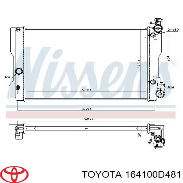 Radiador de esfriamento de motor 164100T041 Toyota