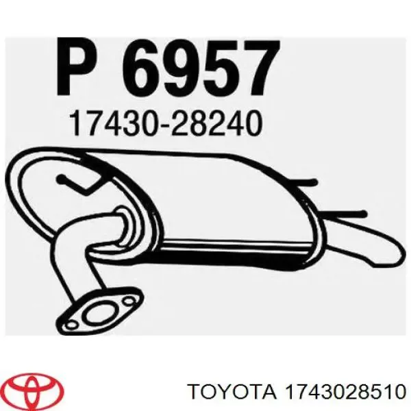 Silenciador, parte traseira 1743028510 Toyota