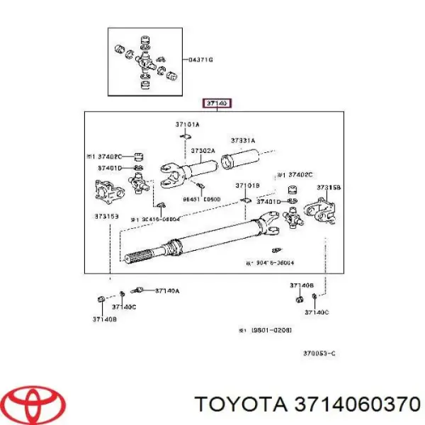 Junta universal até o eixo dianteiro 3714060370 Toyota