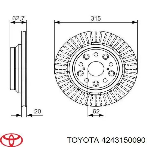 Disco do freio traseiro 4243150090 Toyota