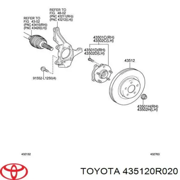 Disco do freio dianteiro 435120R020 Toyota