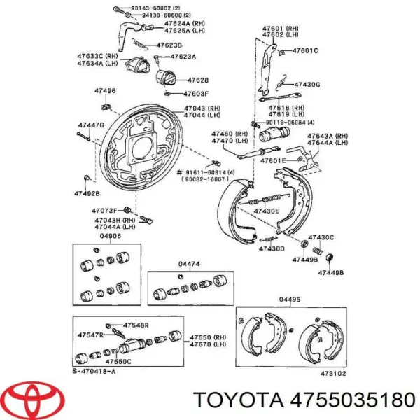 Cilindro mestre do freio 4755035180 Toyota