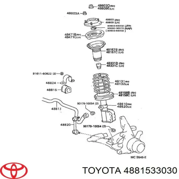 Bucha de estabilizador dianteiro 4881533030 Toyota