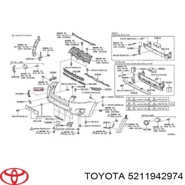 Pára-choque dianteiro 5211942974 Toyota