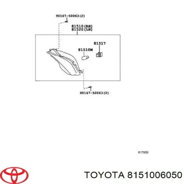 Pisca-pisca de espelho direito 8151006050 Toyota